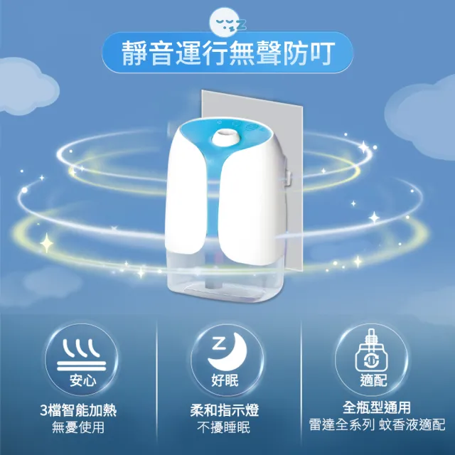 【雷達】momo獨規品 超智慧薄型液體電蚊香-無臭無味/無香精(10補充贈1主機)