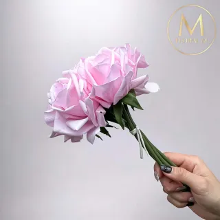 【Floral M】手感保濕安娜玫瑰公主粉仿真花材（5入組）(人造花/仿真花/假花/花藝DIY/裝飾花材)