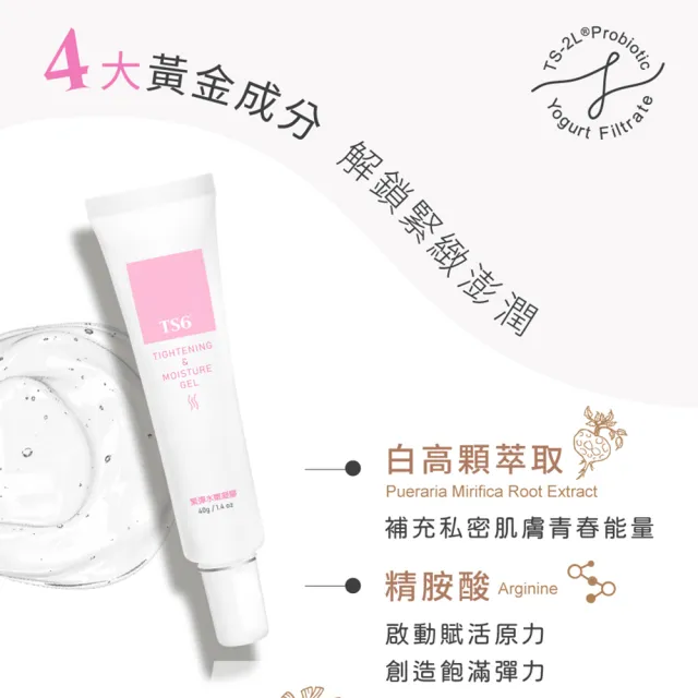【TS6 護一生】緊彈水嫩凝膠40gx2+粉嫩淡色凝膠30gx2贈潔淨慕斯加護型100g(私密清潔保養)
