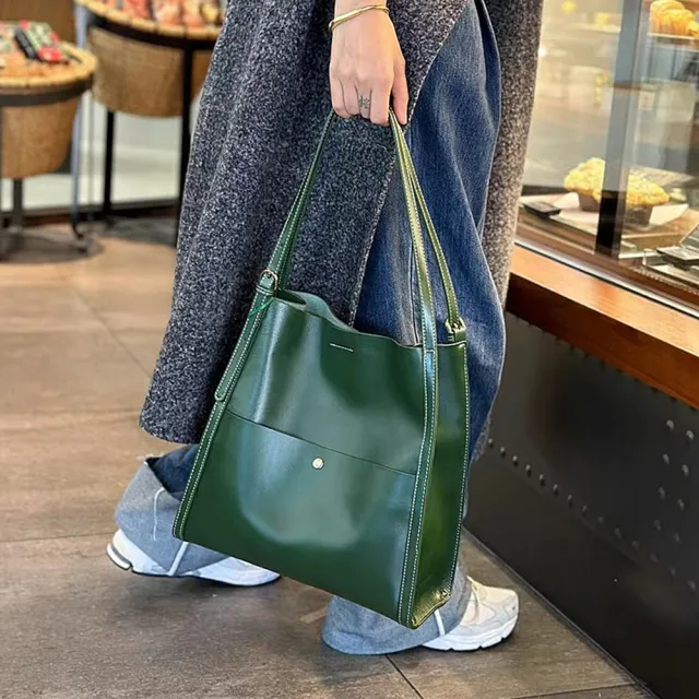 【巴黎精品】現貨+預購真牛皮側背包真皮單肩斜背包手提包托特包通勤大容量女3款t1a1ml21 A