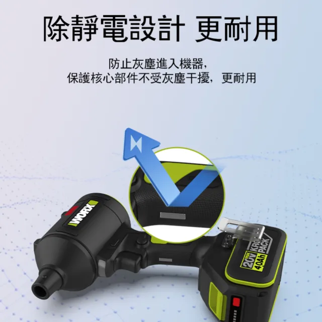 【WORX 威克士】20V 鋰電無刷空氣除塵槍 WU093.1(鼓風機 吹塵槍 吹葉機 無刷 鋰電 吹風 無刷渦輪吹塵槍)