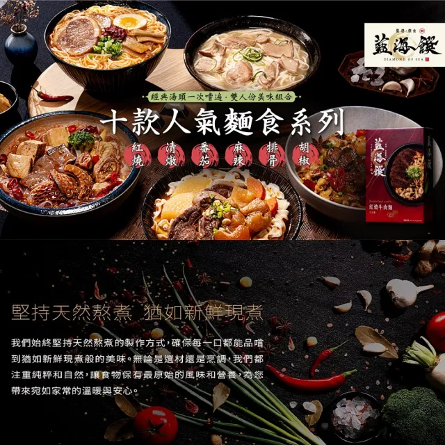 【藍海饌】經典牛肉麵/香嫩排骨麵系列2入裝/盒x4盒 (十款人氣麵食系列/經典湯頭任你選)