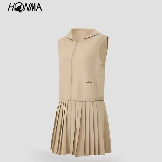【HONMA 本間高爾夫】女款百摺連衣裙 2026春夏款 日本高爾夫專業品牌(XS~L 棕色/黑色 HWMX903R241)