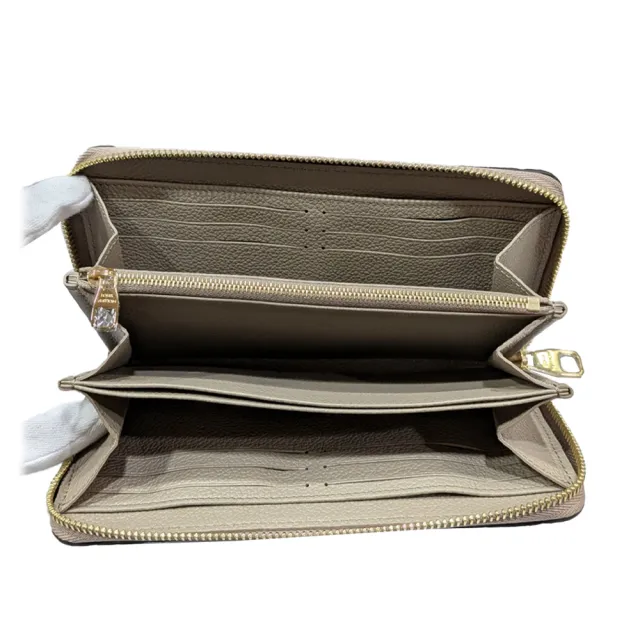 【Louis Vuitton 路易威登】M28792 經典Monogram Empreinte柔軟粒面壓花牛皮拉鍊長夾(斑鳩灰)