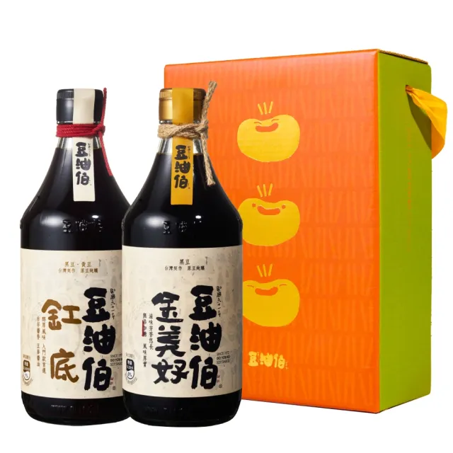 【豆油伯】缸底美好二入禮盒-禮盒顏色隨機(缸底醬油500mlx1+金美好醬油500mlx1) 送禮首選