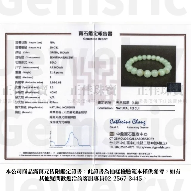 【正佳珠寶】翡翠 高品滿綠灑金 9.6-9.8mm 天然A貨翡翠手珠 緬甸玉手珠