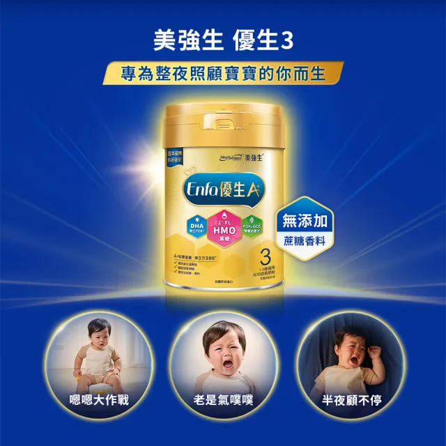 【美強生】官方直營 Enfa A+ 優生3 1-3歲適用 幼兒成長配方_HMO新配方(850gX2入)