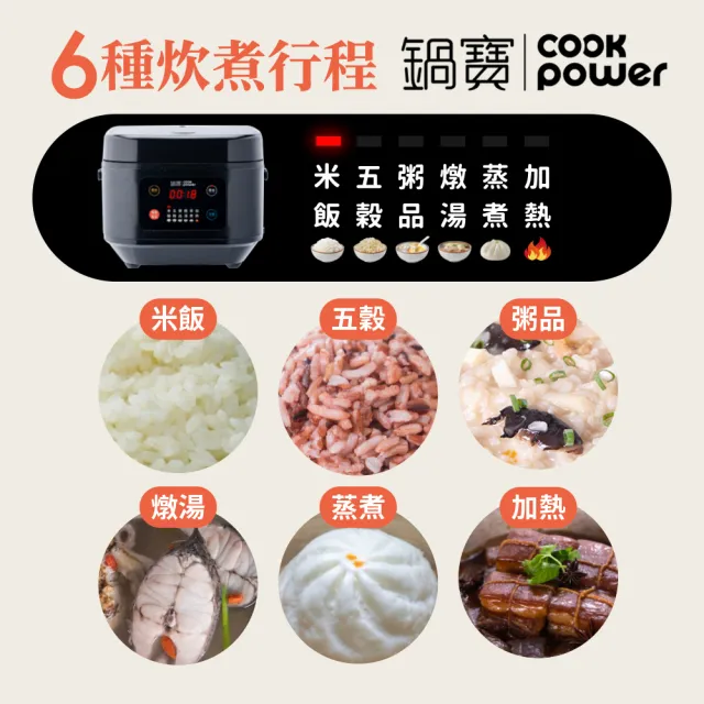 【CookPower 鍋寶】微電腦多功能電子鍋/炊飯鍋/陶瓷內鍋 6人份-黑(RCO-360)