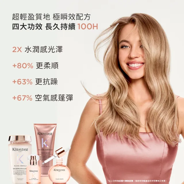 【KERASTASE 巴黎卡詩】釉光香頌髮膜200ml+髮浴500ml(全新上市/柔順/抗躁/蓬彈)