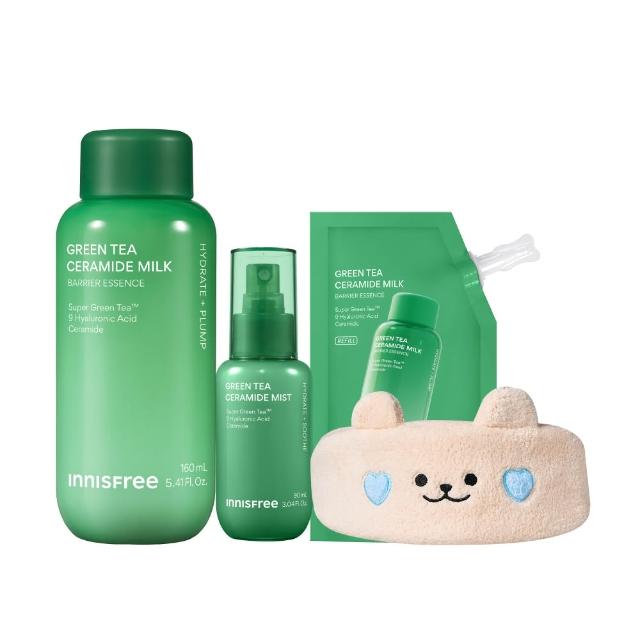 【innisfree】綠茶急速保濕雙星組(牛奶水精華320ml、牛奶水噴霧90ml)