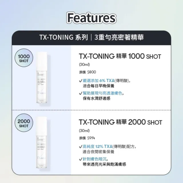 【VT】TX-TONING系列 - 美白煥膚精華 2000SHOT 30ml