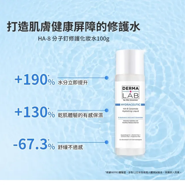 【DermaLab 德美醫研】HA-8分子釘修護保濕水100g(3入組)