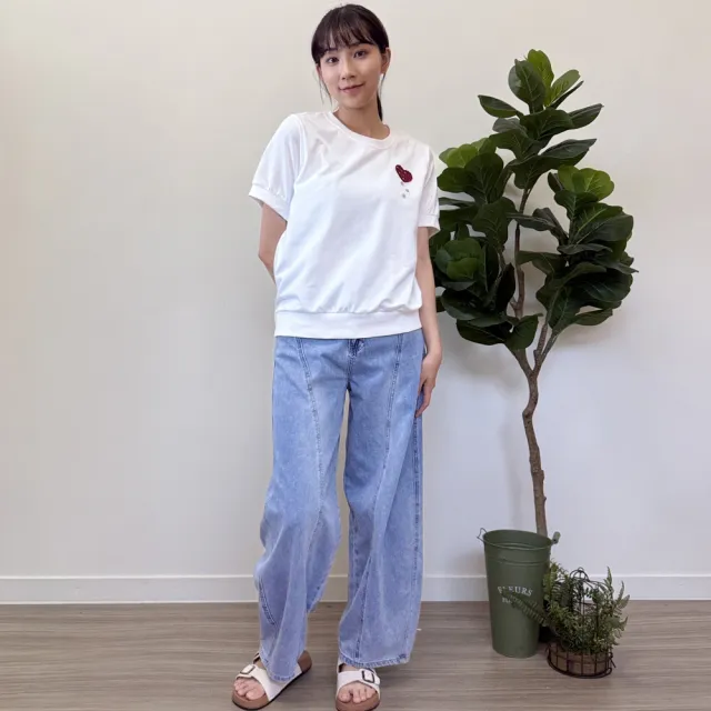 【Hana Mokuba】花木馬日系女裝愛心刺繡鈕扣點綴上衣