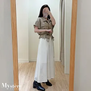 【my stere 我的時尚秘境】雙11 蕾絲內襯縮腰亞麻襯衫 兩色 短袖襯衫 亞麻襯衫 亞麻上衣 縮腰上衣 天絲上衣