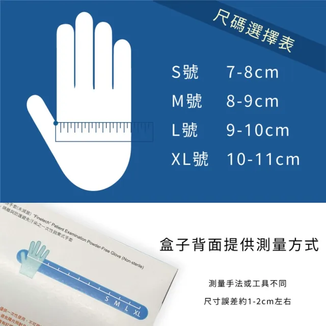 【Finetech 釩泰】醫療級PVC手套 10盒/箱 S、M、L、XL 健檢手套 醫療手套 染髮 洗碗 無味道