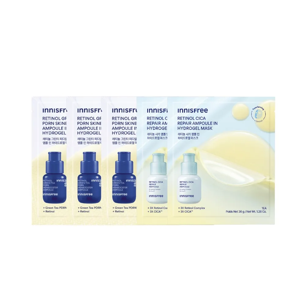 【innisfree】高效安瓶水凝膠面膜5入組(2款任選/A醇、PDRN)