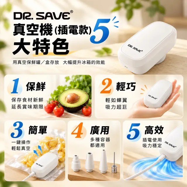 【摩肯】DR. SAVE充抽兩用真空機6大真空壓縮袋組(插電款 旅行打包 露營活動 居家冬衣換季  真空幫浦)