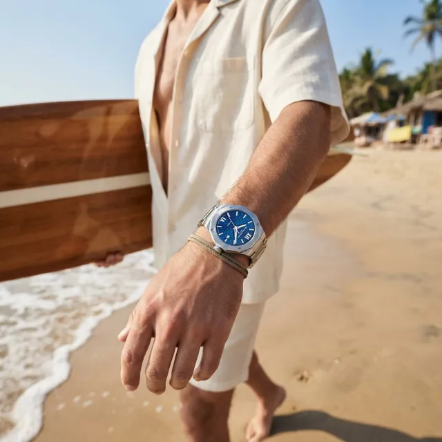 【Baume & Mercier】名士 Riviera系列 經典十二邊形機械錶 男錶-藍x銀/42mm 禮物 送禮 推薦(M0A10620)