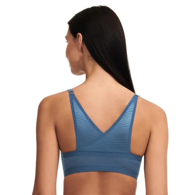 【Chantelle 仙黛爾】Soft Stretch Stripes.成套 無鋼圈無痕 輕運動女內衣 丁字褲 藍.20D10_00C(彈力.透氣)