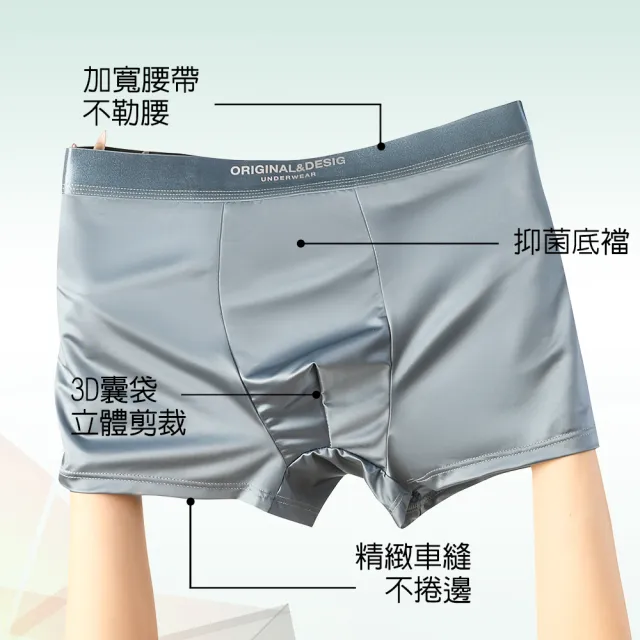 【Threeshape】4件組 冰絲光感抑菌襠平口男內褲 L-4XL(涼感 抑菌 透氣 大尺碼 平口褲 男內褲)