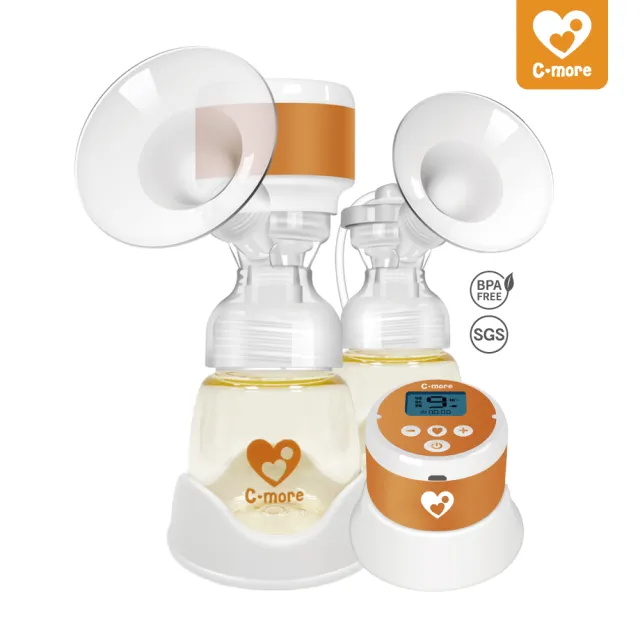 【Cmore】C1三合一雙邊電動吸乳器(C1小橙樂 無線吸乳器)