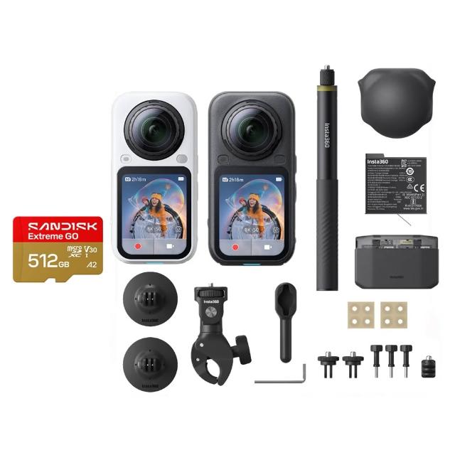 【Insta360】X6 8K全景運動相機 萬能套裝+摩托車配件套餐+SanDisk 512G (原廠公司貨)
