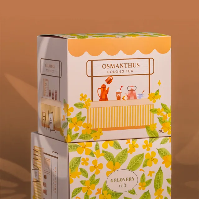 【Gelovery Gift】桂馥茶韻-桂花烏龍凍乾茶粉 單盒組（30入/盒; 即泡即飲 清香烏龍茶 搭配天然桂花乾）