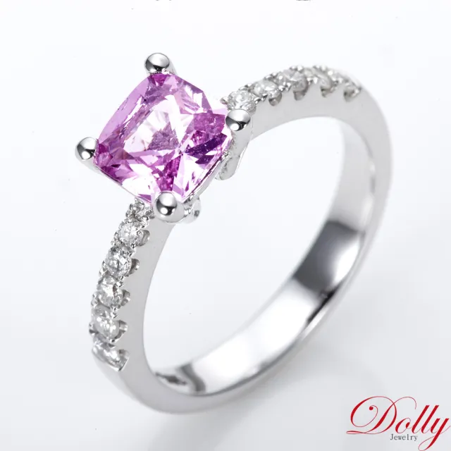 【DOLLY】14K金 無燒馬達加斯加桃色藍寶石1克拉鑽石戒指-012 高級訂製珠寶 奢華質感 浪漫送禮