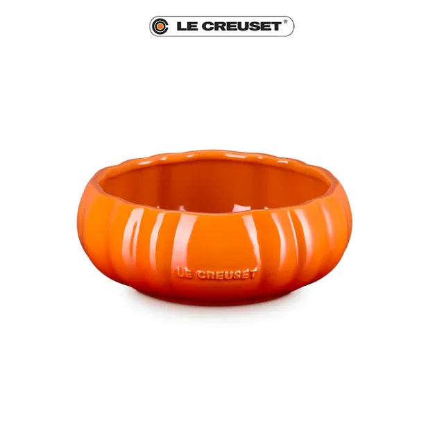 【Le Creuset】萬聖節 瓷器南瓜造型湯碗750ml (雪花白/火焰橘 2色選1)