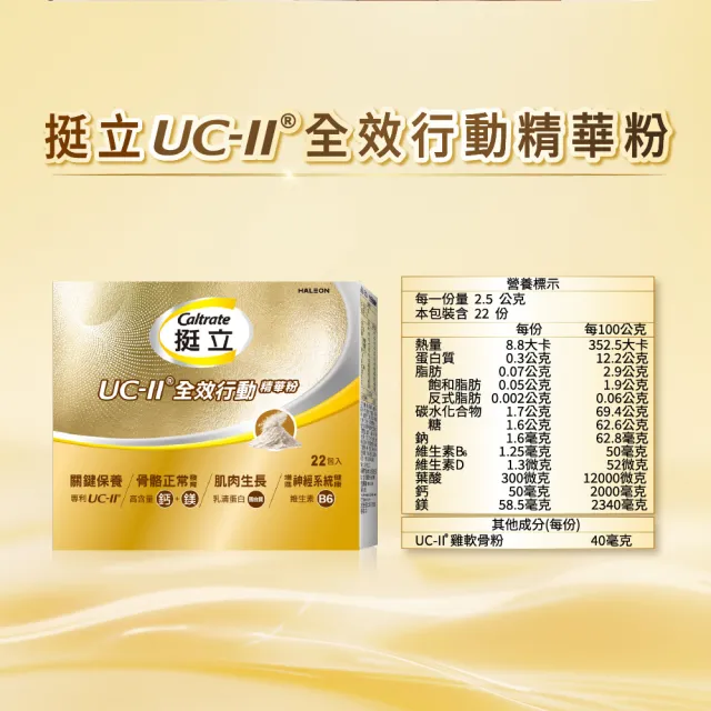 【挺立】UCII全效行動精華粉 3入組(22入/盒-骨骼強健 關鍵靈活 肌肉生長 神經健康 隨身包裝 香草牛奶風味)