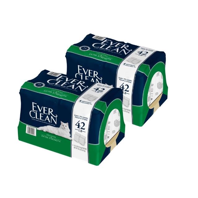 【EverClean 藍鑽】強效低敏除臭貓砂42磅(LB)-2入組(美規)