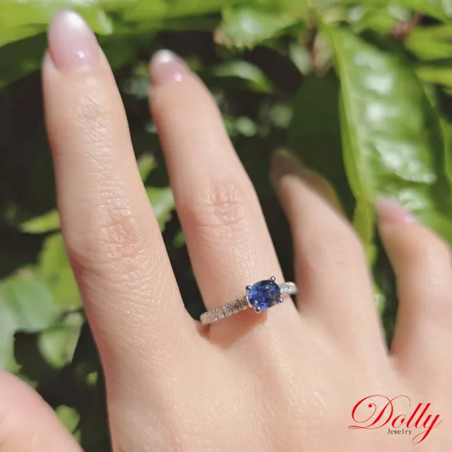 【DOLLY】14K金 無燒斯里蘭卡藍寶石1克拉鑽石戒指-027 高級訂製珠寶 奢華質感 浪漫送禮