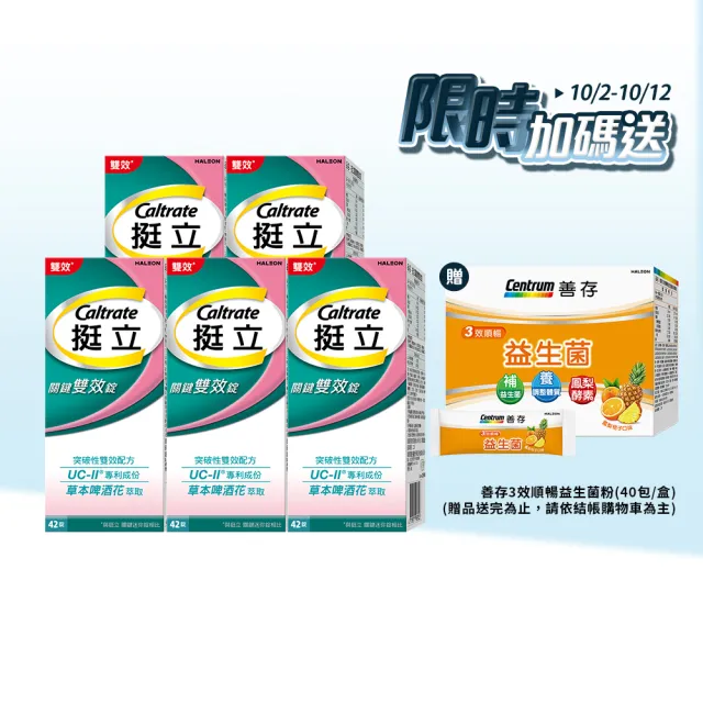 【挺立】關鍵雙效錠 4+1盒組(42錠/盒-一天2錠 雙效配方 40mg UCII 有效劑量 草本啤酒花 14天靈活有感)