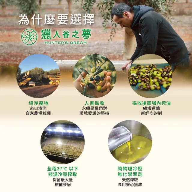 【Hunter’s Dream 獵人谷之夢】澳洲冷壓特級初榨橄欖油250ml(原瓶原裝進口/可生飲/日本OLIVE JAPAN金賞)