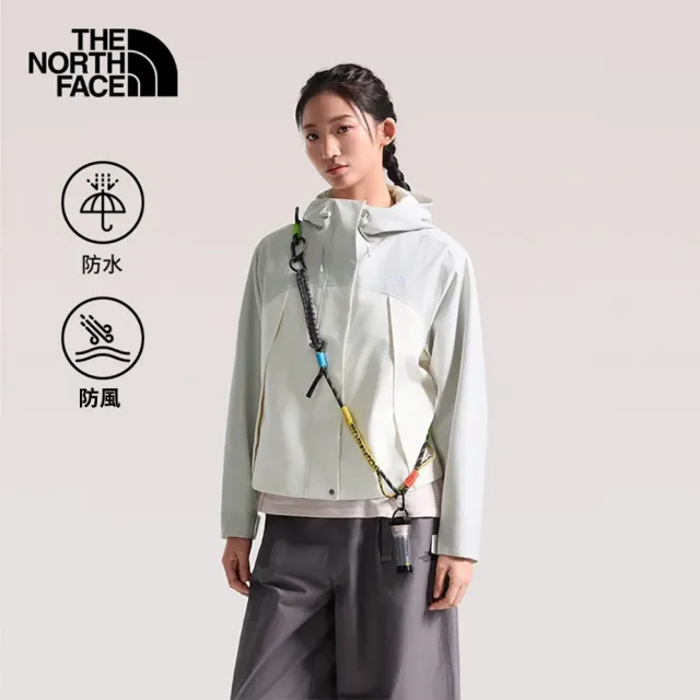 【The North Face】北面女款白色DRYVENT防水連帽衝鋒衣|8J6XTBH