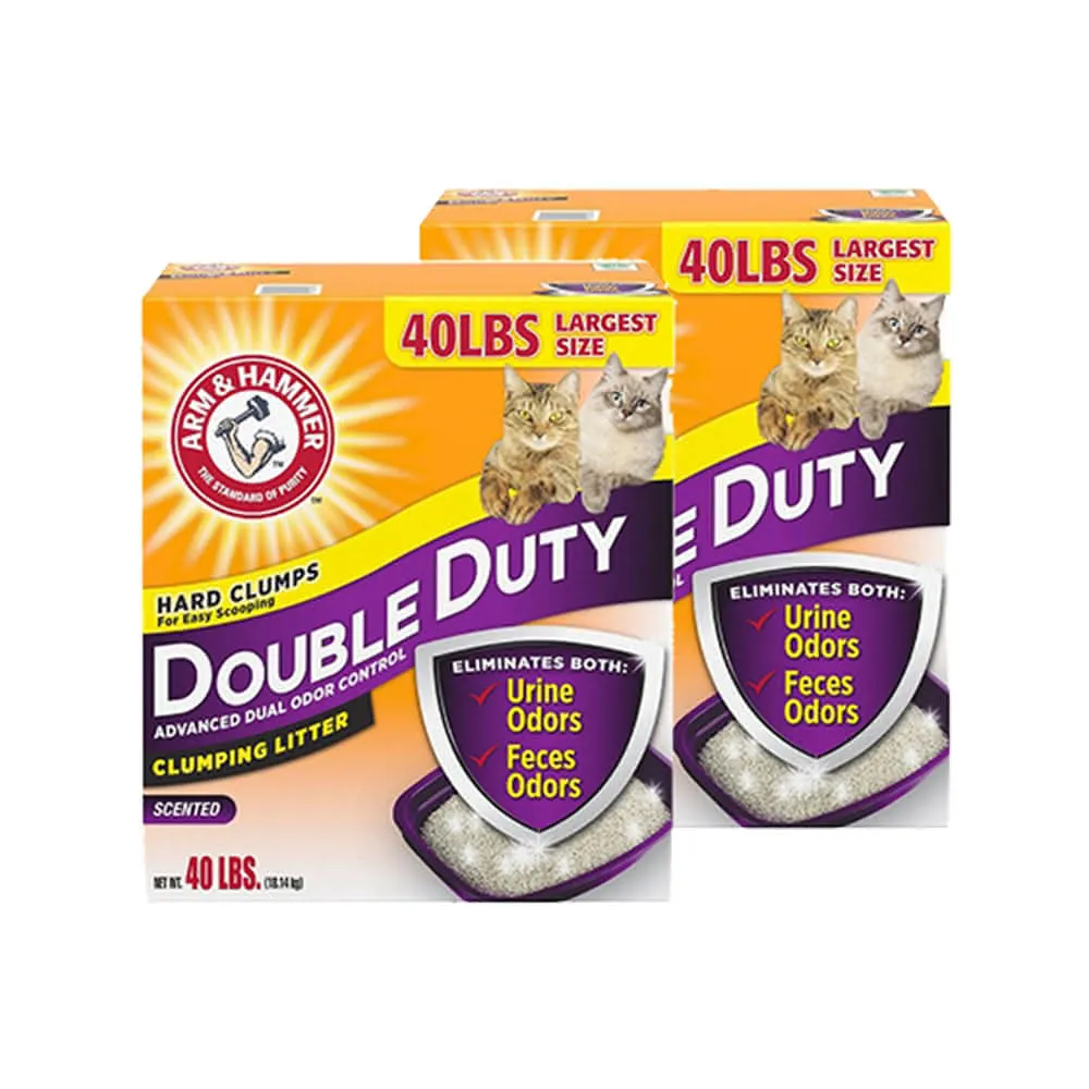 【ARM&HAMMER 鐵鎚】雙效加強除臭貓砂x2入(40LB/18.14kg)
