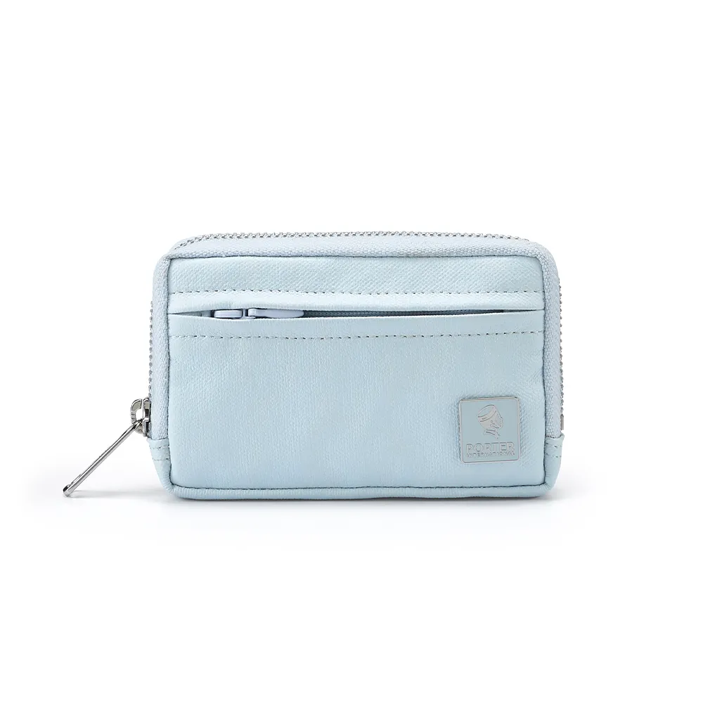 【PORTER INTERNATIONAL】復古品味MORI實用拉鍊零錢包(輕霧藍)