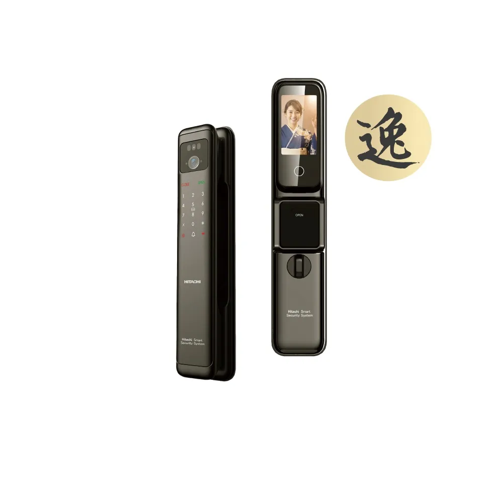 【HITACHI 日立】逸系列 旗艦級七合一推拉式電子鎖(兒童安全鎖/3D人臉/掌靜脈/全彩微光貓眼)HIT-FY10-T