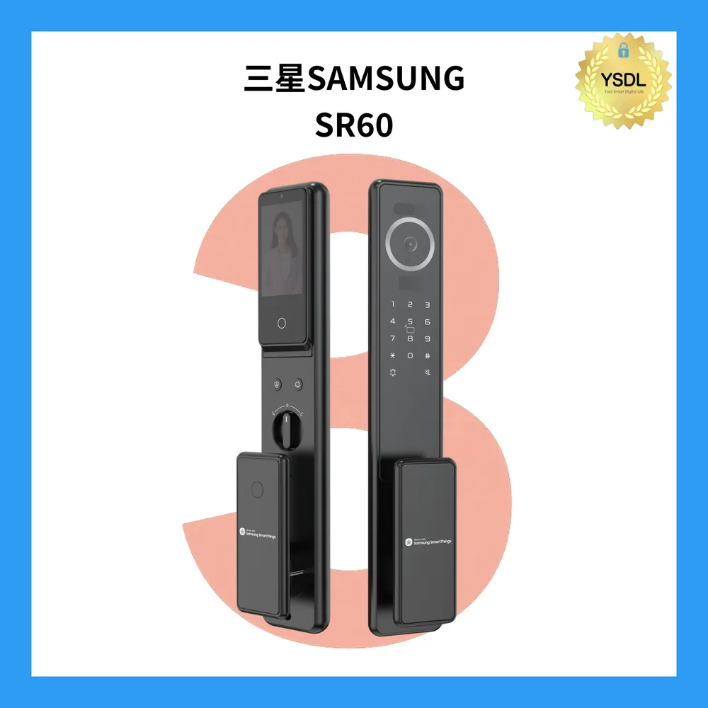 【Samsung 三星】SR60/R60 MAX 六合一電子鎖 人臉/指紋/卡片/密碼/鑰匙/遠端 (極夜黑)(附基本安裝)