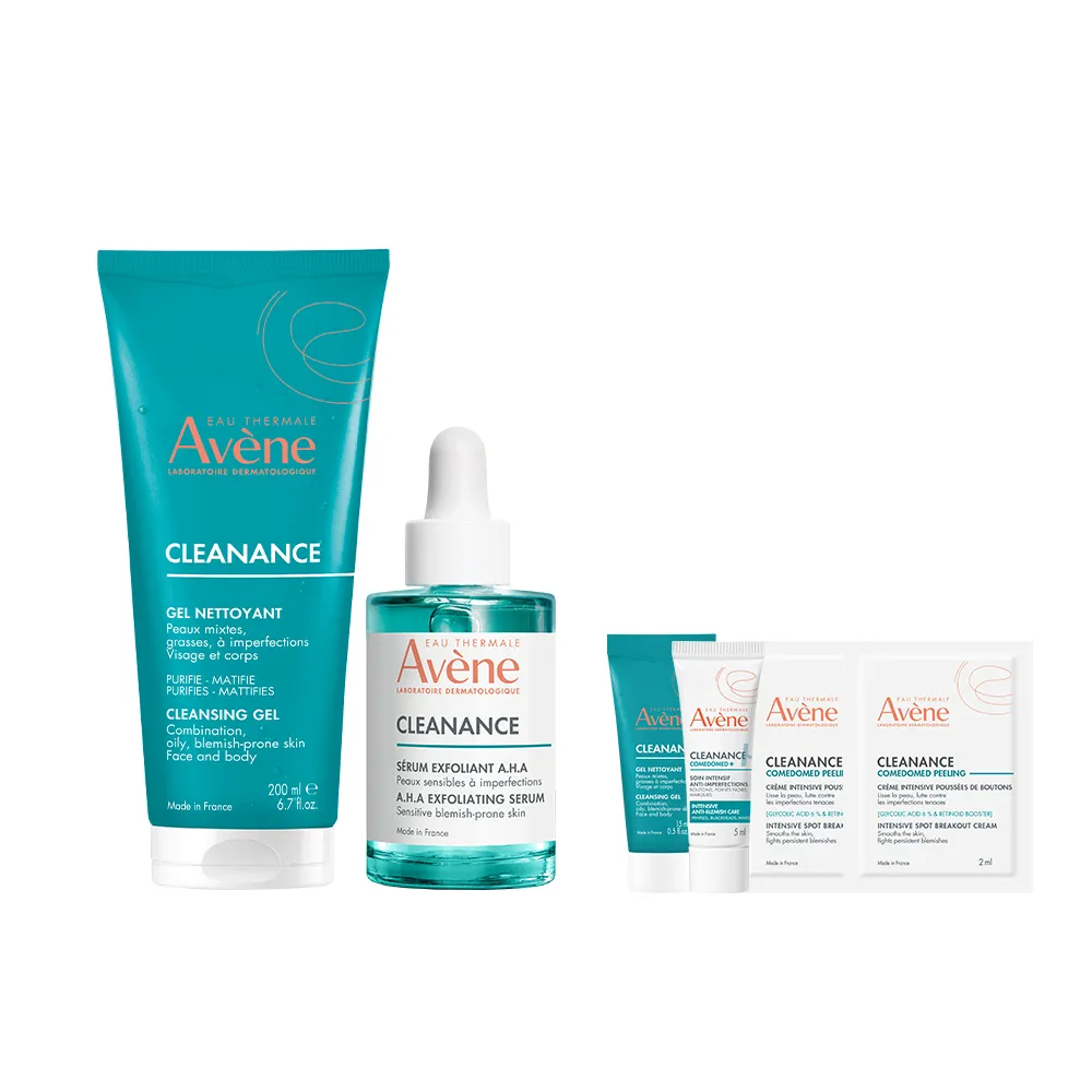 【Avene 雅漾】官方直營 控油清爽煥膚組(抗痘毛孔緊緻精華液+洗面乳)