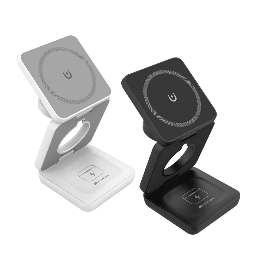 【mimax 米覓】X39 15W 無線折疊磁吸充電器(iPhone/Airpods/Apple Watch 桌上型 充電盤 Magsafe)