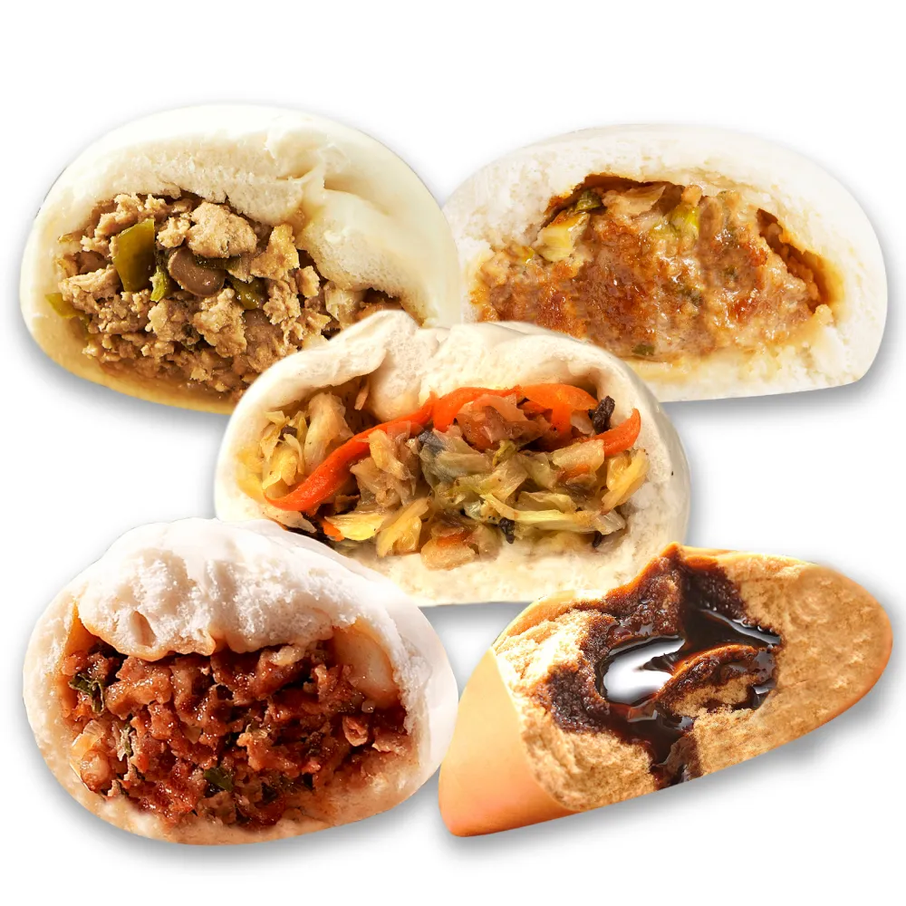 【良品開飯】國民包子買5送3 暢銷任選32顆(每包4顆 黑豬肉包、剝皮辣椒包、蔥燒包、黑糖包、高麗菜包)