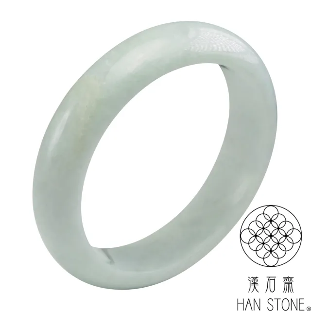 【漢石齋】天然翡翠A貨 手鐲玉鐲 淺色飄花種 福 利 品(手圍17.8/ 版寬15.4mm)