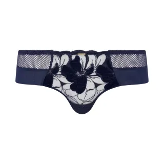 【Chantelle 仙黛爾】Fleurs Signature.刺繡 四角女內褲 性感 藍特.12Q40_0DI(對稱蕾絲工藝 透氣)