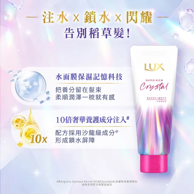 【LUX 麗仕】日本製極輕光護膜洗髮精450ml/髮膜180ml任選2入(頭髮雨衣/護色聚光/蓬鬆修護)