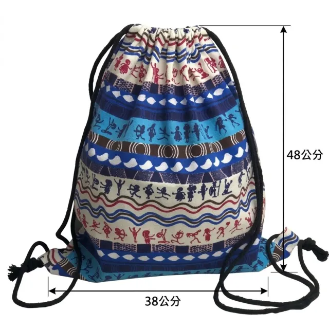 【poko】10入批發價 民俗風/印第安風/民族風織布棉帆布後背包(48-38cm) 粗棉繩 抽繩束口袋 收納袋 束口包