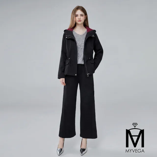 【MYVEGA 麥雪爾】出清品 MA防風挺版抽繩連帽風衣外套-共四色(連帽外套/風衣/防風/冬季大衣/女外套)