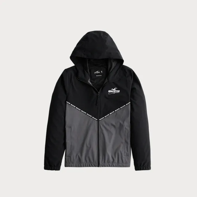 【HOLLISTER Co】HCO 海鷗 文字運動防風防潑水連帽風衣外套-多色選 上衣(舒適百搭/平輸品)