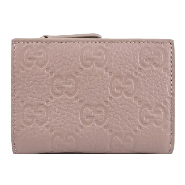 【GUCCI 古馳】Jumbo GG 經典雙G LOGO壓紋扣式零錢短夾(褐)
