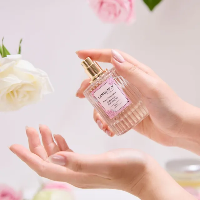 【LAMBENCY 嵐本熙】水漾玫瑰柔潤晶粹油50ml+香氛身體乳200ml(水漾玫瑰白皙柔嫩女神組)
